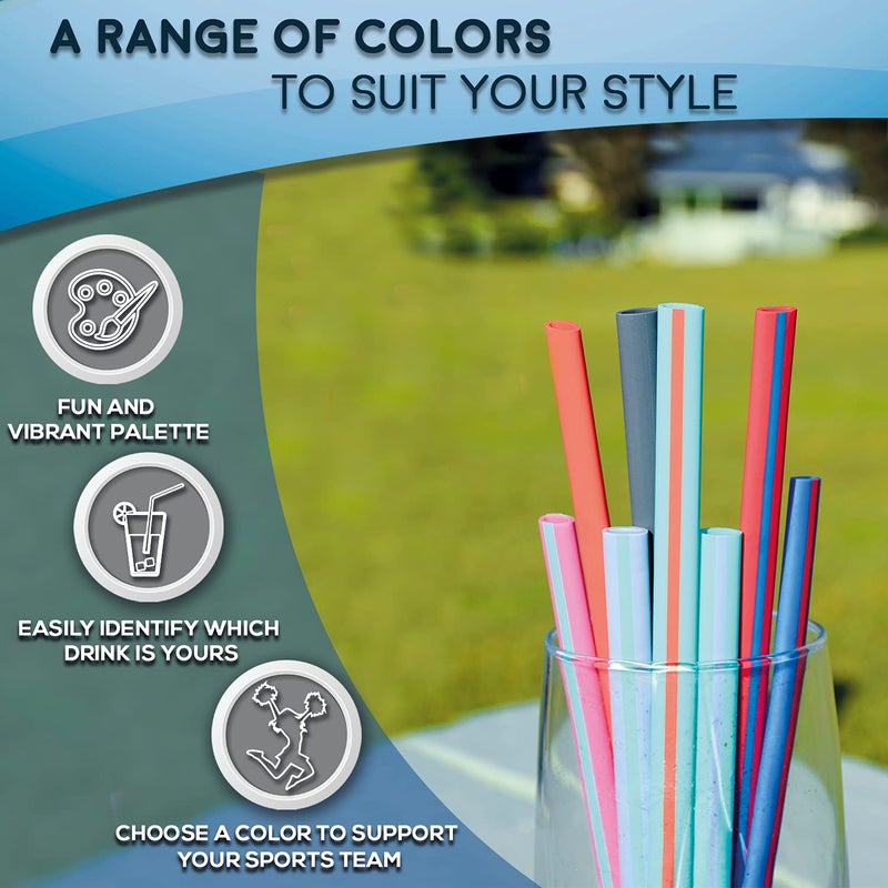 HotSips Reusable Drinking Straws + Case â€“ Fits 8â€“20 oz Cups/Tumblers â€“ Soft, BPA-Free, Food Grade, Oval (Less Pucker) â€“ DW | MW Safe â€“ Hot/Cold Coffee/Tea/Water/More - Made in USA, 4 Medium - Image 2